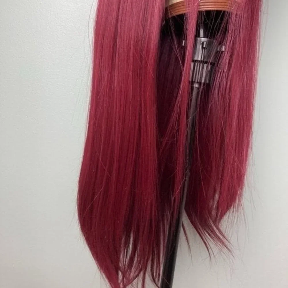 Straight Long Black Red Lace Front Wig